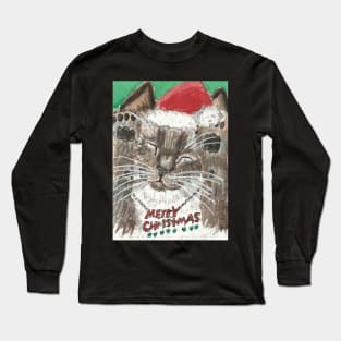 Siamese kitten cat Merry Christmas Long Sleeve T-Shirt